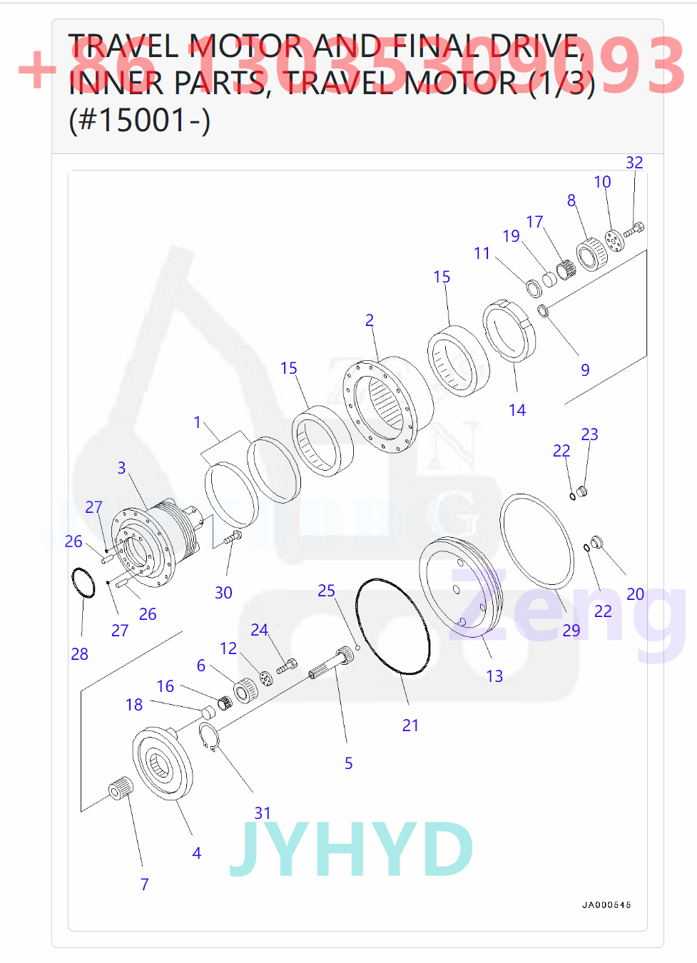 KOMATSU PC78US-8 EXCAVATOR TRAVEL REDUCTION GEAR