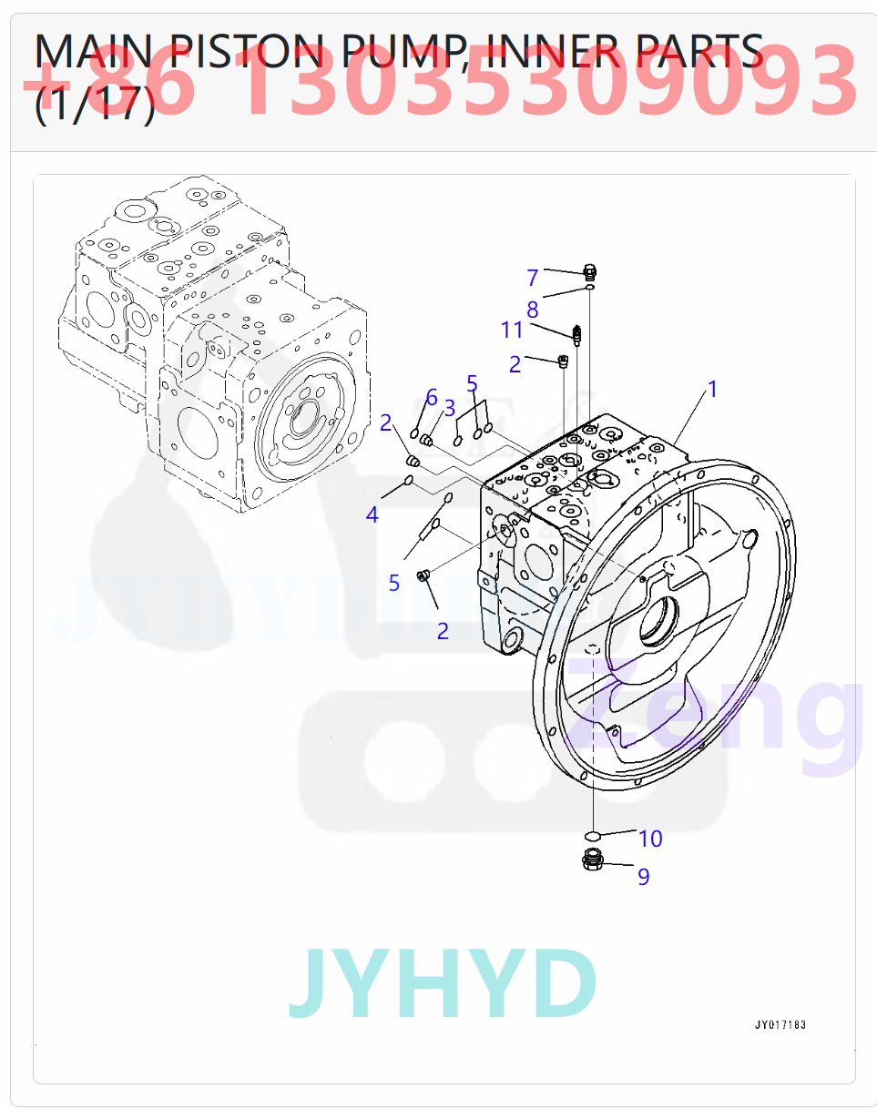 KOMATSU 708-2J-00010 708-2J-01010 HYDRAULIC PUMP PARTS