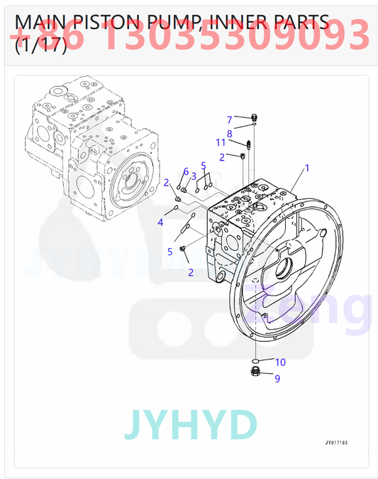 KOMATSU 708-2J-00010 708-2J-01010 HYDRAULIC PUMP PARTS