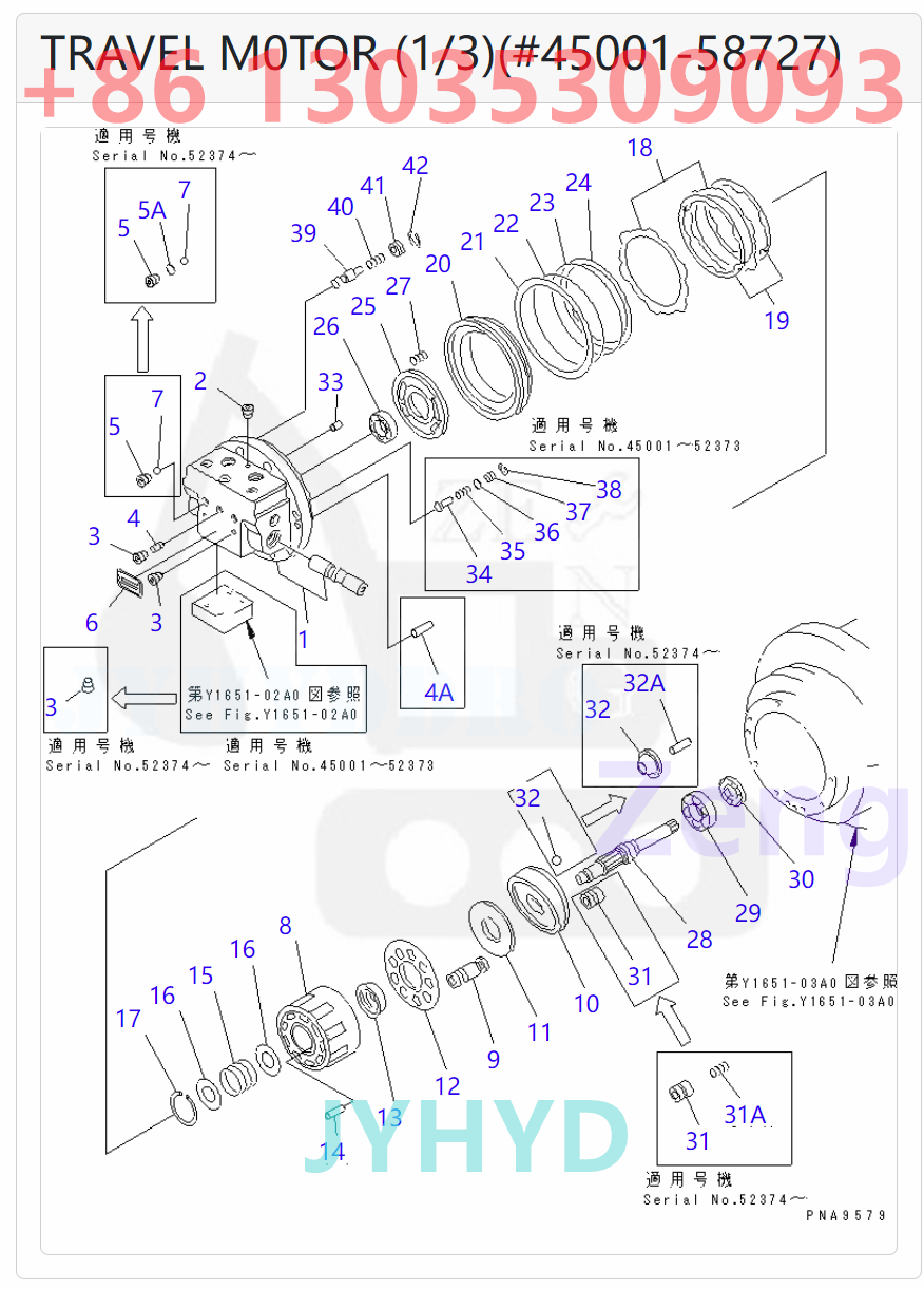 KOMATSU 201-60-71100 201-60-73100 201-60-73101 TZ922B200000JD TZ971B200000FG TZ979B200000FG TRAVEL MOTOR ROTARY GROUP AND SPARE PARTS