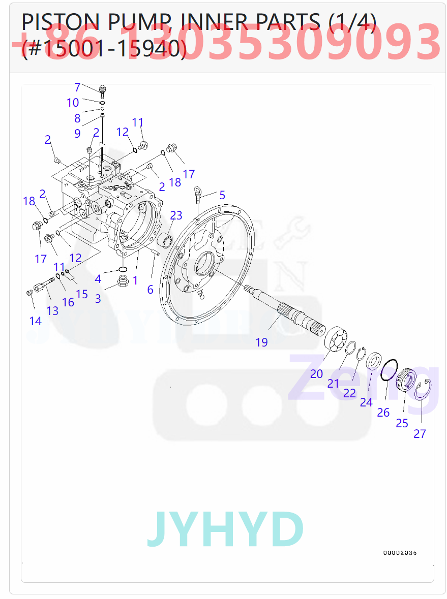 KOMATSU 708-3T-00280  708-3T-00281 708-3T-01131 708-3T-01140 HYDRAULIC PUMP PARTS
