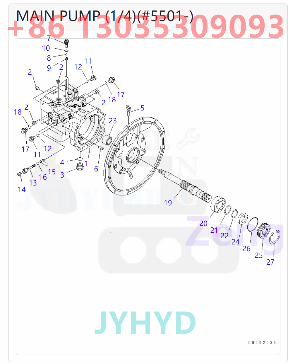 KOMATSU 708-3T-00120 708-3T-00140 708-3T-01120 708-3T-01130 HYDRAULIC PUMP PARTS