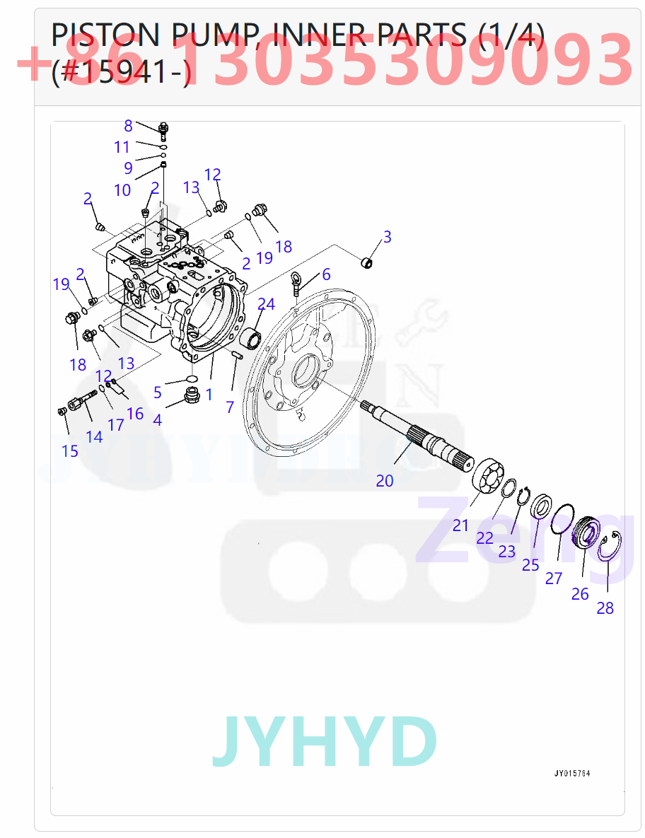 KOMATSU 708-3T-00283 708-3T-01142 HYDRAULIC PUMP PARTS