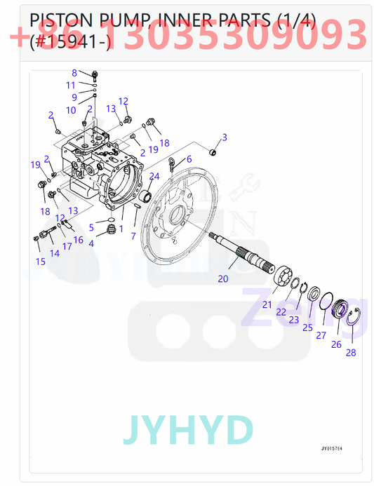 KOMATSU 708-3T-00283 708-3T-01142 HYDRAULIC PUMP ROTARY GROUP AND SPARE PARTS