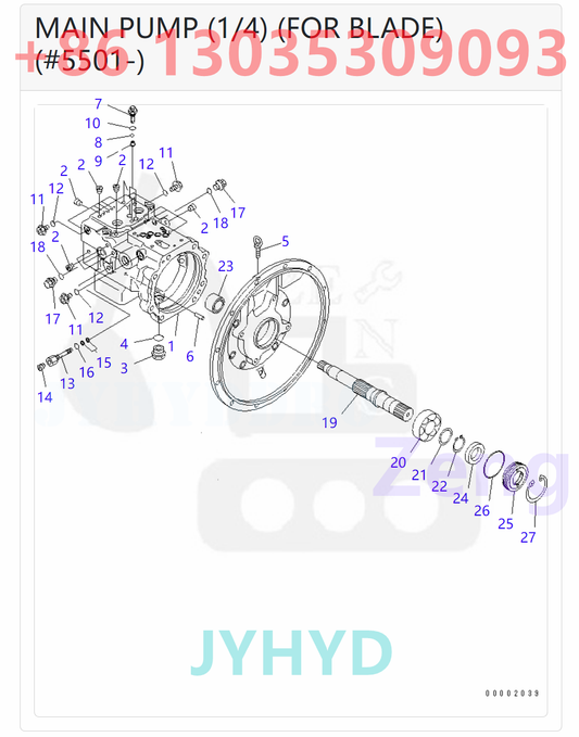 KOMATSU 708-3T-00220 708-3T-00240 708-3T-01220 708-3T-01230 HYDRAULIC PUMP PARTS