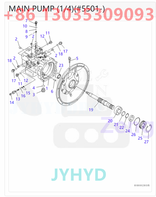 KOMATSU 708-3T-00120 708-3T-00140 708-3T-01120 708-3T-01130 HYDRAULIC PUMP ROTARY GROUP