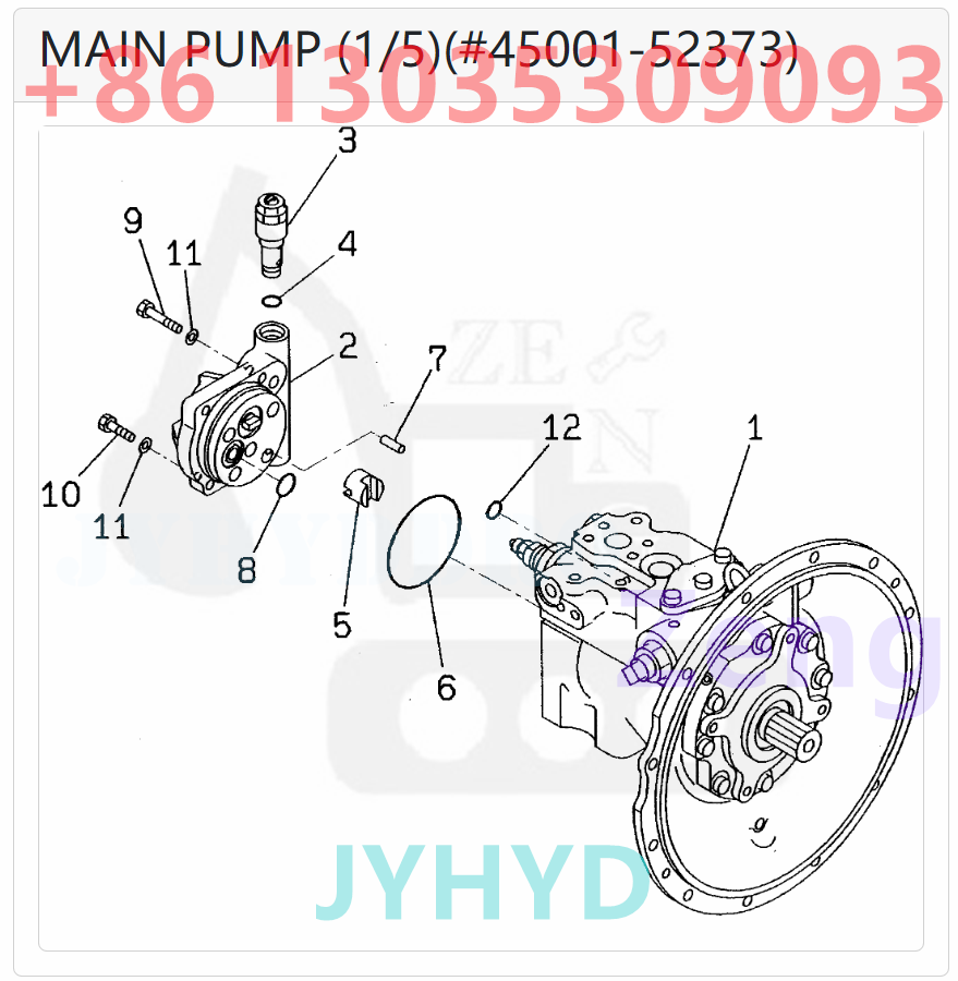 KOMATSU 708-1W-00042 708-1W-01042 HYDRAULIC PUMP ROTARY GROUP