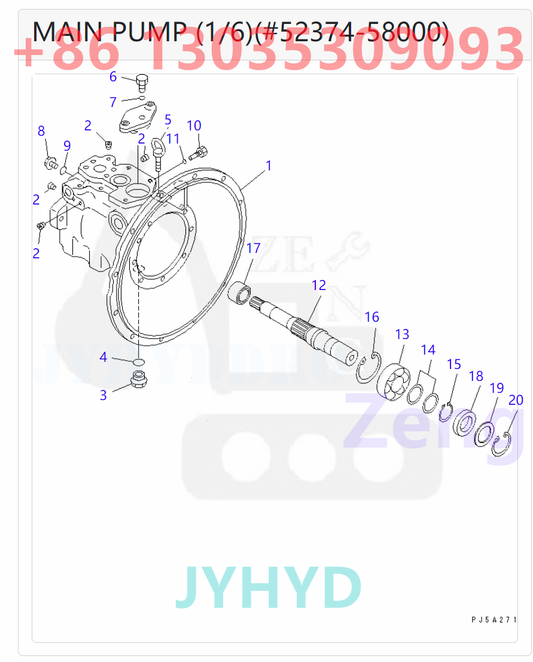 KOMATSU 708-1W-00111 708-1W-01111 HYDRAULIC PUMP PARTS