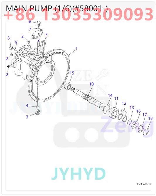 KOMATSU 708-1W-00131 708-1W-01130 HYDRAULIC PUMP PARTS