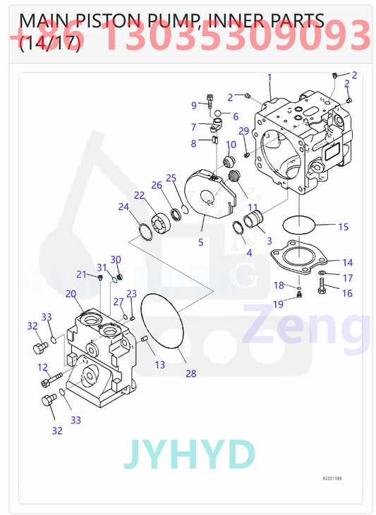KOMATSU 708-1T-00580 708-1T-01581 HYDRAULIC PUMP PARTS