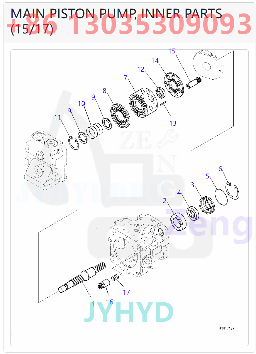 KOMATSU 708-1T-00580 708-1T-01581 HYDRAULIC PUMP PARTS