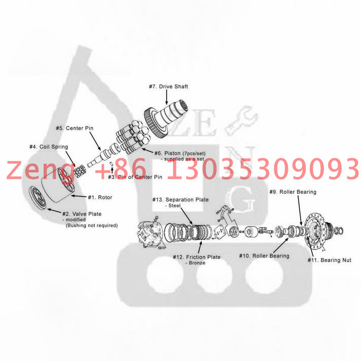 Hitachi HMGF57 EX300-5 ZAX330 travel motor rotary group and spare parts