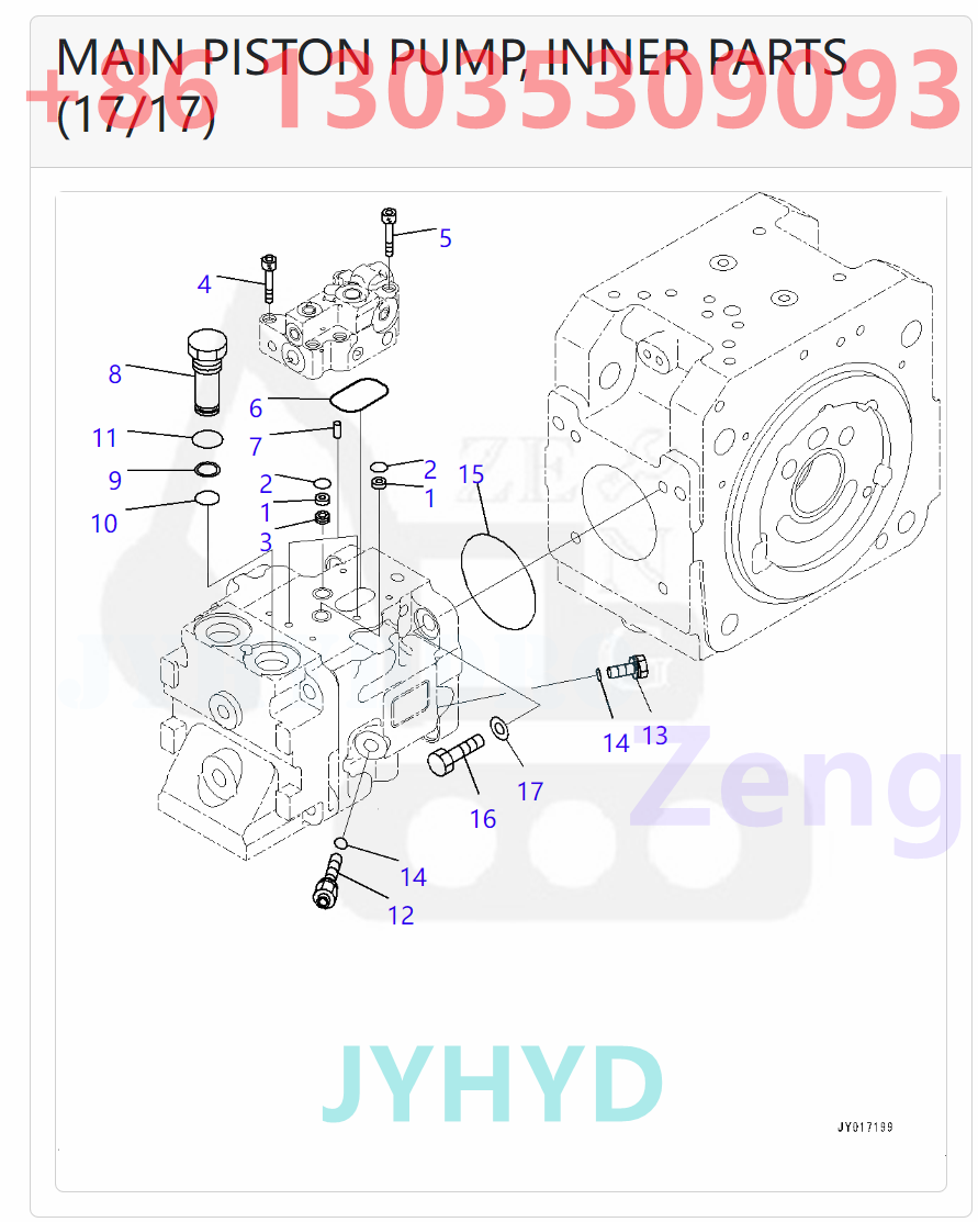 KOMATSU 708-1T-00580 708-1T-01581 HYDRAULIC PUMP PARTS