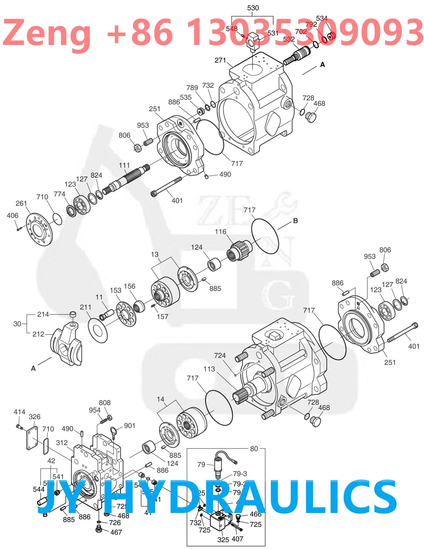 DOOSAN DX300LC-5 EXCAVATOR 401107-02157 400914-00395A HYDRAULIC PUMP PARTS