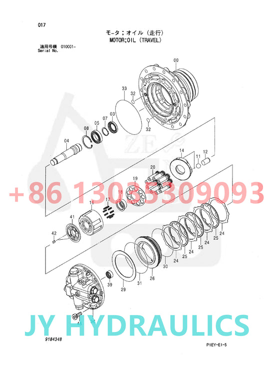 HITACHI ZX110 ZX110-3 ZX110-3-AMS ZX110-3-HCME ZX110-E ZX110M ZX110M-3 ZX110M-3-HCME EXCAVATOR 9184348 9196239 TRAVEL MOTOR PARTS