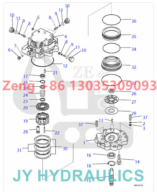 KOMATSU PC30MR-2 PC30MR-2-B PC30MR-2-D PC30MR-3 PC35MR-2-A PC35MR-2-B PC35MR-3 excavator 22L-26-21003 708-7R-00360 swing motor rotary group and spare parts