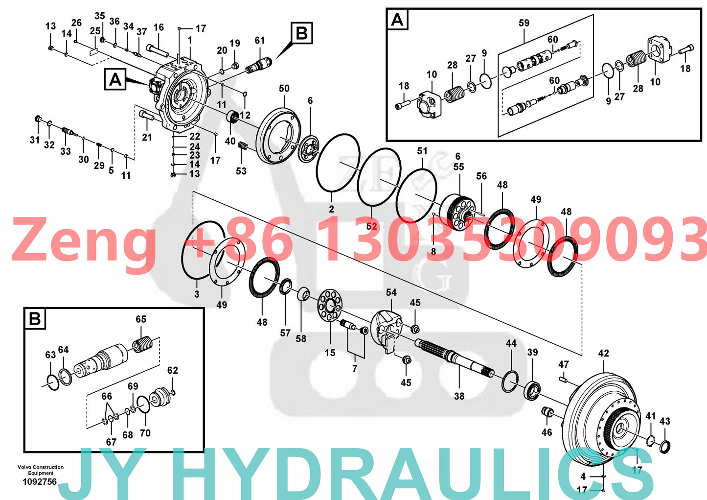 VOLVO EC250D EC250E EC300D EC300E EXCAVATOR TRAVEL MOTOR PARTS