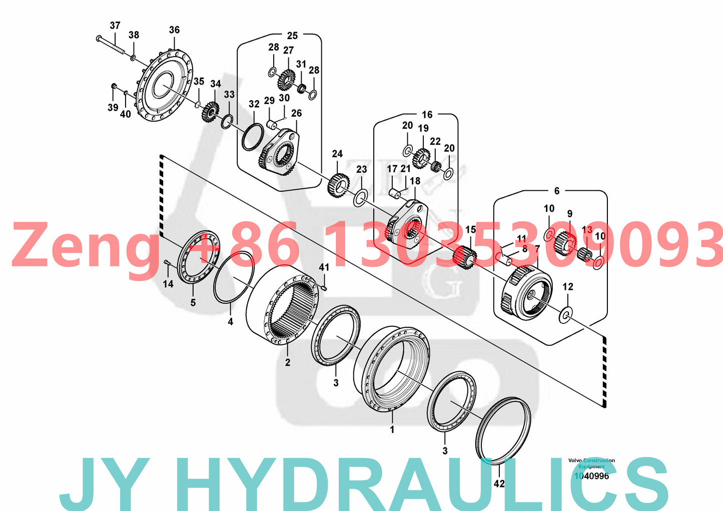VOLVO EC300D TRAVEL REDUCTION GEARBOX PARTS
