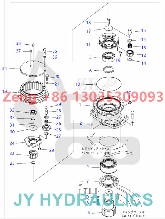 KOMATSU PC350LC-8 EXCAVATOR SWING REDUCTION GEARBOX PARTS