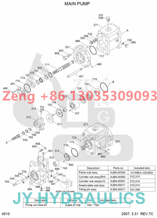 HYUNDAI R320LC-7 R320LC-7A excavator 31N9-10010 hydraulic pump rotary group and spare parts