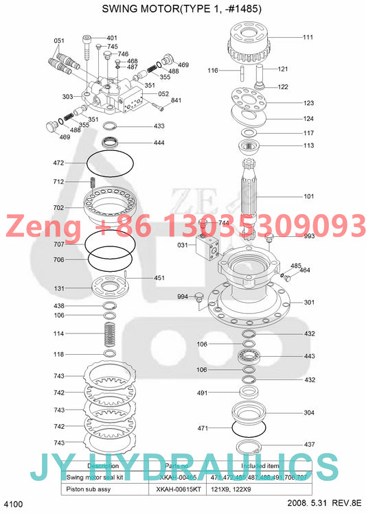 Hyundai R290LC-7 R290LC-7A R290LC7H R300LC-7 R305LC-7 R320LC-7 R320LC-7A excavator 31N9-10131 31N9-10132 31N9-10133 31N8-12010 swing motor rotary group and spare parts