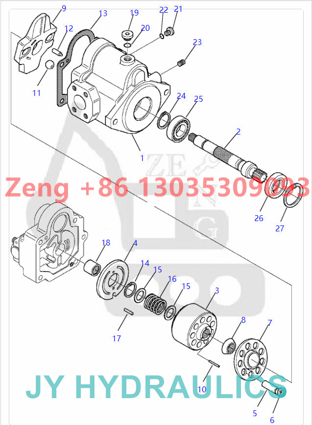 KOMATSU PC30-7 excavator 840140003 hydraulic pump rotary group and spare parts