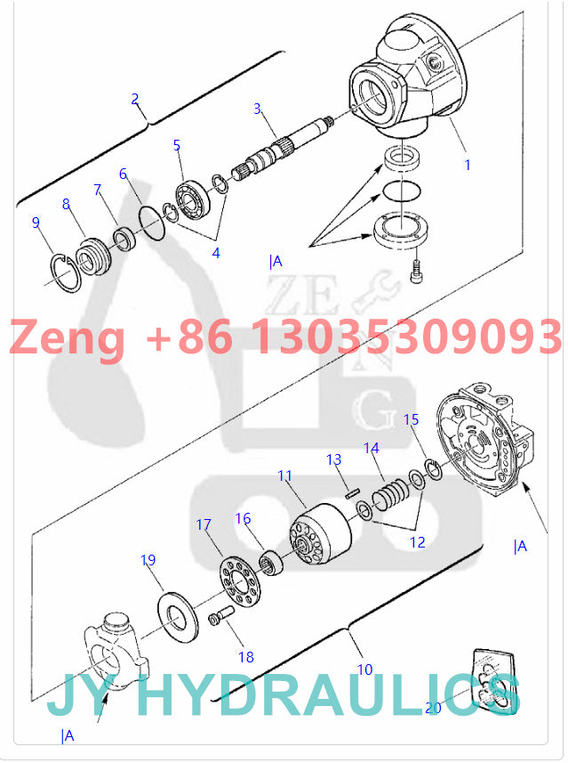KOMATSU PC30-7 excavator 840220080 hydraulic pump rotary group