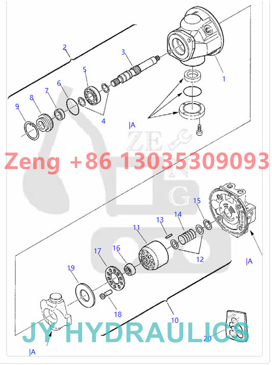 KOMATSU PC30-7 excavator 840220080 hydraulic pump parts