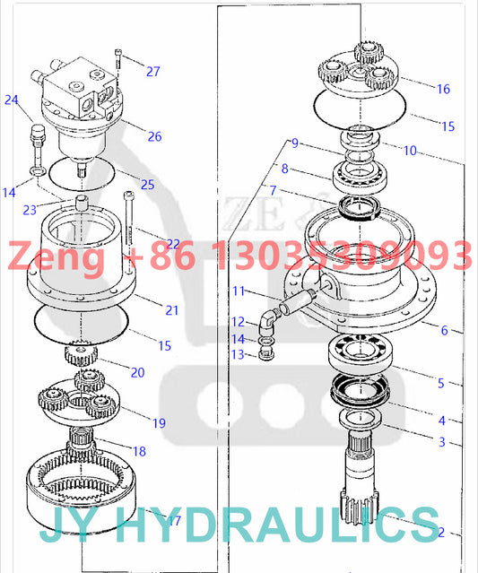 KOMATSU PC30-7 excavator swing reduction gearbox parts