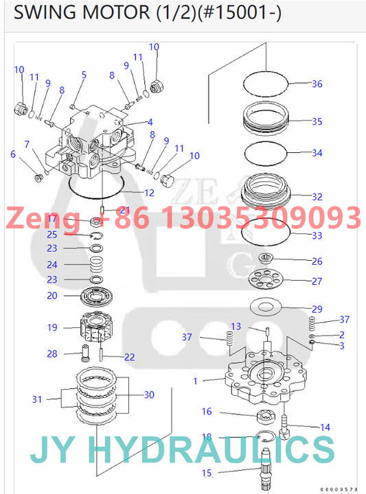 KOMATSU PC30MR-2 PC30MR-3 PC35MR-2 PC35MR-3 excavator 708-7R-00360 swing motor parts
