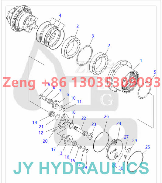 KOMATSU PC35MR-3 excavator final dirve travel reduction gearbox parts