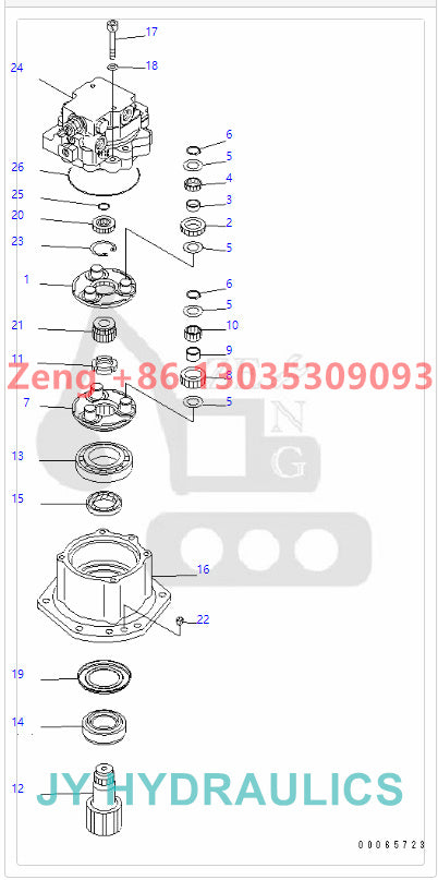 Komatsu PC35MR-3 excavator swing reduction gearbox parts