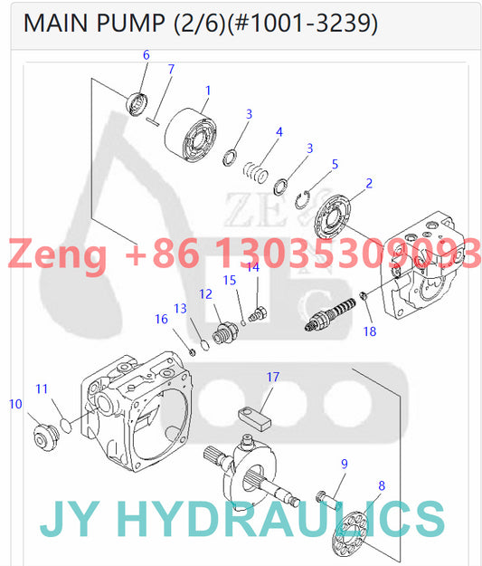 Komatsu PC35MR-1 PC38UU-3 excavator 708-3S-00210 708-3S-01210 hydraulic pump parts