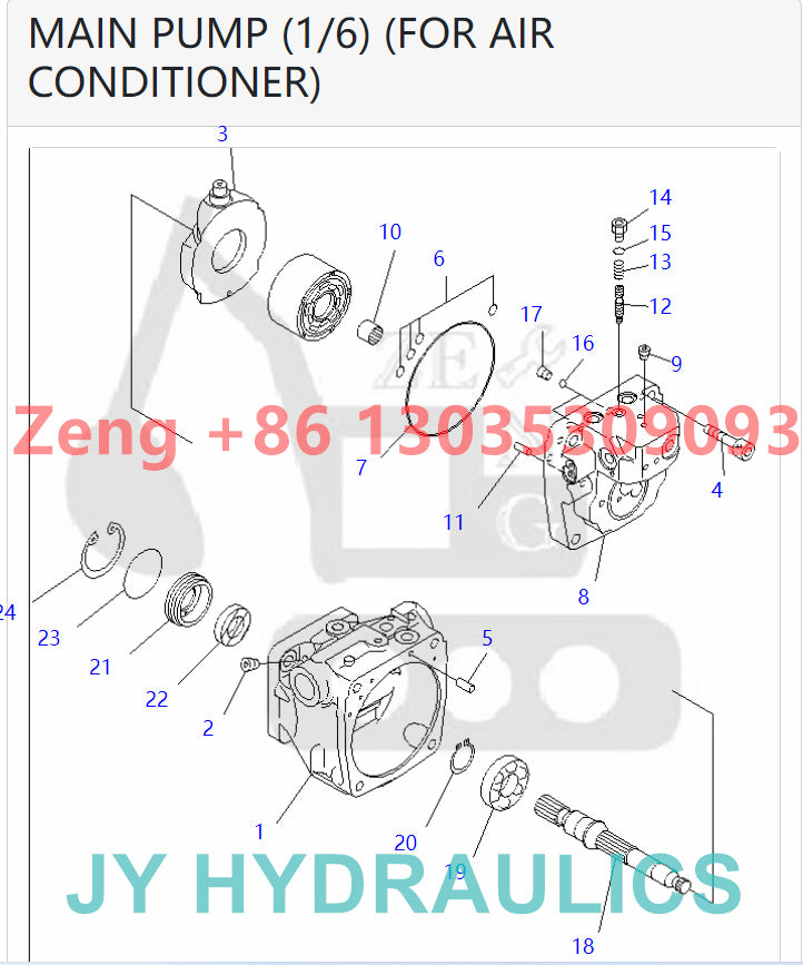 KOMATSU PC35MR-1 PC35MRX-1A PC38UU-3 excavator 708-3S-00230 708-3S-00270 708-3S-01230 hydraulic pump rotary group and spare parts