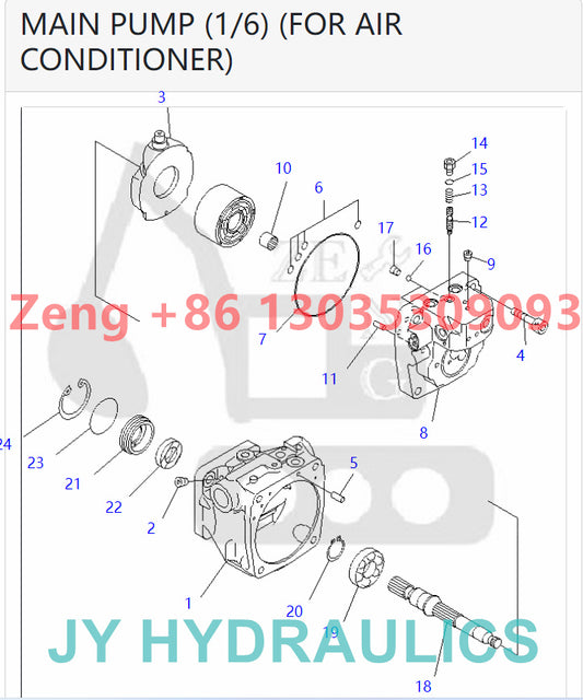 KOMATSU PC35MR-1 PC35MRX-1A PC38UU-3 excavator 708-3S-00230 708-3S-00270 708-3S-01230 hydraulic pump parts