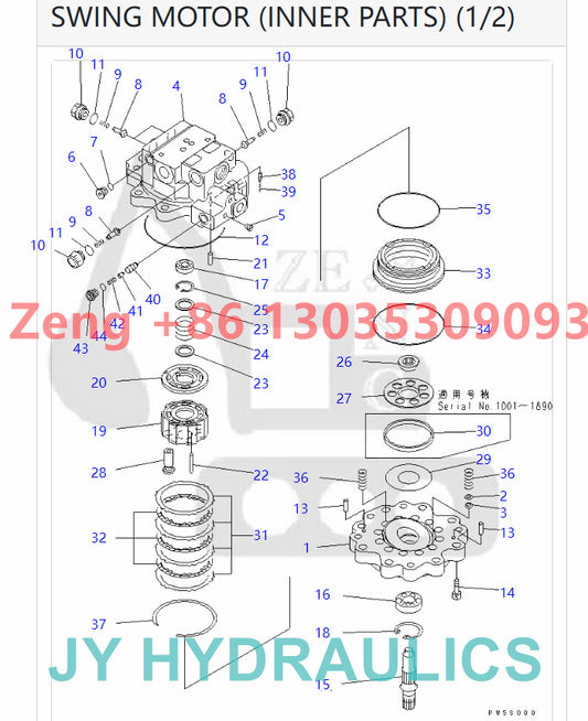 KOMATSU PC35MR-1 PC35MRX-1A excavator 708-7R-00141 708-7R-00240 hydraulic pump rotary group and spare parts