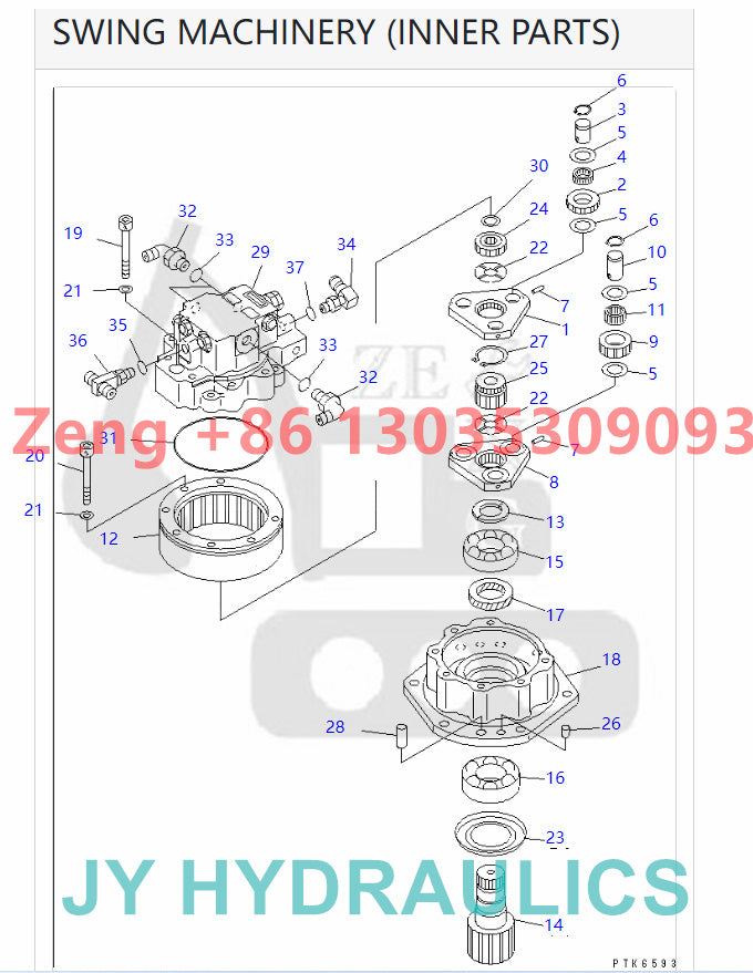 KOMATSU PC35MR-1 excavator swing reduction gearbox parts