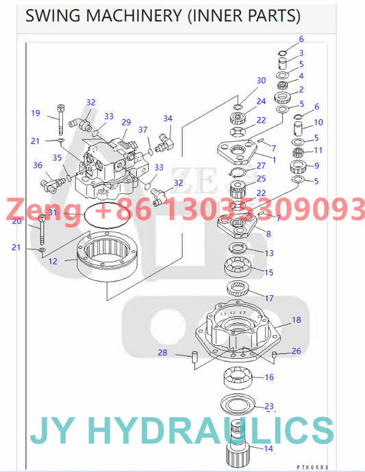 KOMATSU PC35MR-1 excavator swing reduction gearbox parts