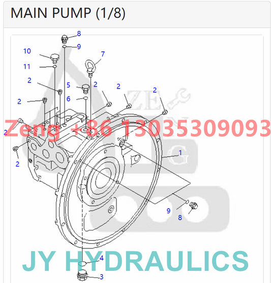 KOMATSU PC130-7 PC130-7K EXCAVATOR 708-1L-00650 708-1L-01650 HYDRAULIC PUMP PARTS