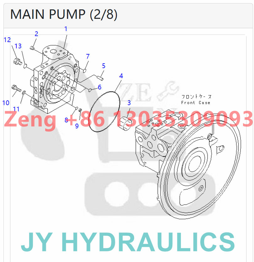 KOMATSU PC130-7 PC130-7K EXCAVATOR 708-1L-00650 708-1L-01650 HYDRAULIC PUMP ROTARY GROUP AND SPARE PARTS