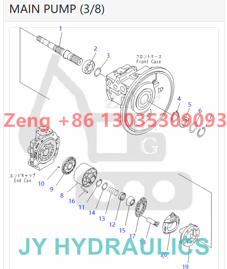 KOMATSU PC130-7 PC130-7K EXCAVATOR 708-1L-00650 708-1L-01650 HYDRAULIC PUMP ROTARY GROUP AND SPARE PARTS