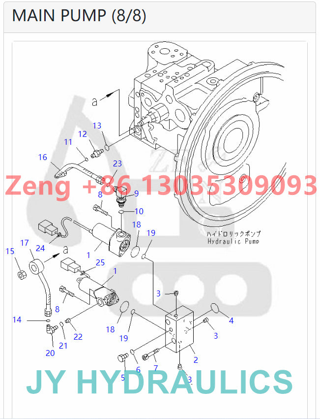 KOMATSU PC130-7 PC130-7K EXCAVATOR 708-1L-00650 708-1L-01650 HYDRAULIC PUMP ROTARY GROUP AND SPARE PARTS