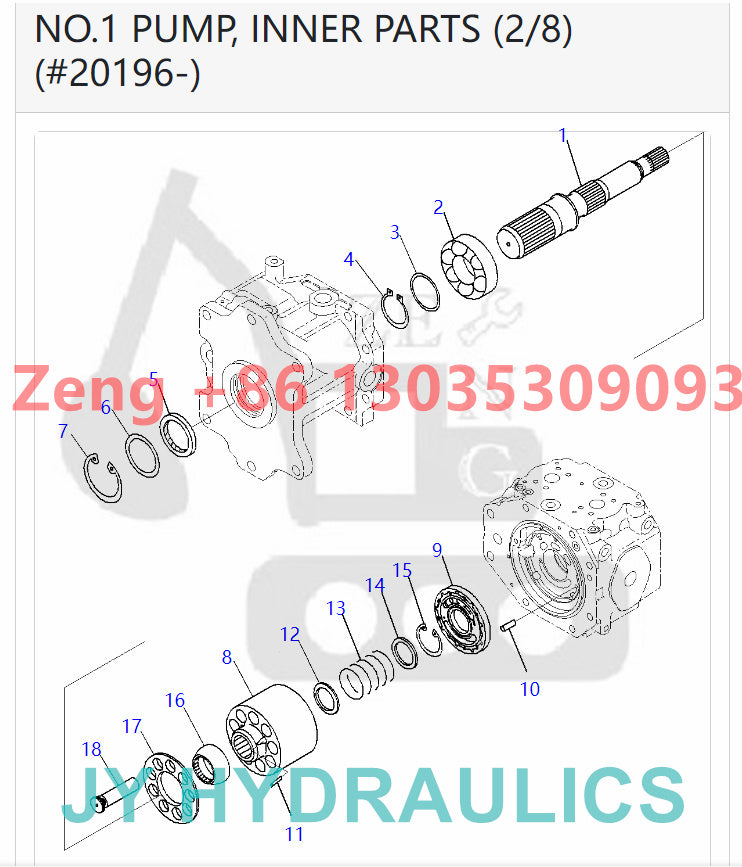 KOMATSU PC2000-8 EXCAVATOR 708-2K-00122 708-2K-01123 HYDRAULIC PUMP PARTS