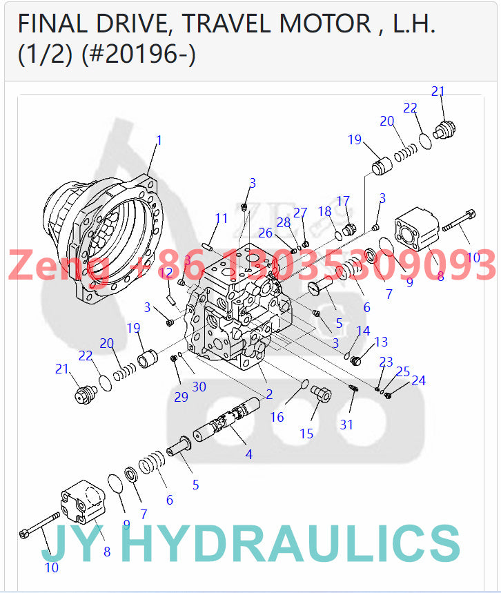 KOMATSU PC2000-8 EXCAVATOR 706-7L-01110 TRAVEL MOTOR ROTARY GROUP AND SPARE PARTS