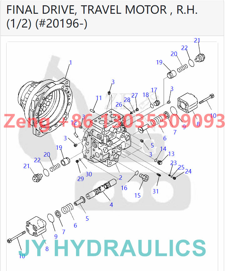 KOMATSU PC2000-8 EXCAVATOR 706-7L-01110 TRAVEL MOTOR ROTARY GROUP AND SPARE PARTS