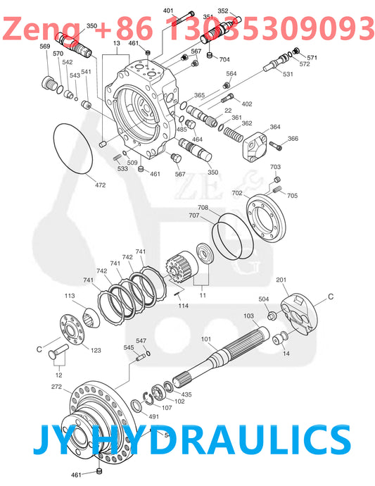 DOOSAN DX340LC DX350LC EXCAVATOR K1003132 170403-00104 FINAL DRIVE TRAVEL MOTOR ROTARY GROUP AND SPARE PARTS