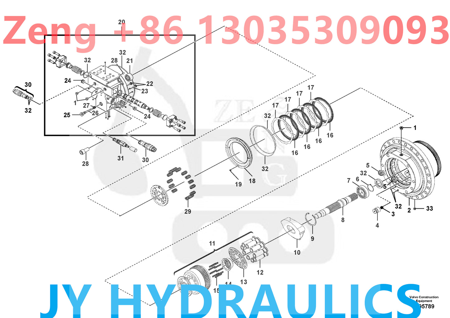 VOLVO EC380E EC480D EC480E EC480EHR EXCAVATOR VOE14733880 FINAL DRIVE ASSY VOE14727995 travel motor rotary group