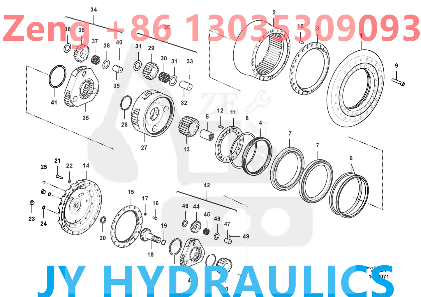 VOVLO EC480D EXCAVATOR 8294433 8294434 TRAVEL REDUCTION GEARBOX