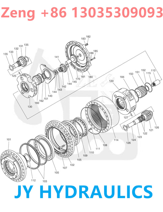 DOOSAN DX480LC EXCAVATOR FINAL DRIVE TRAVEL REDUCTION GEARBOX PARTS