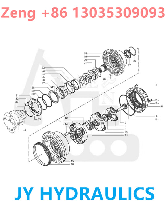 DOOSAN DX480LC EXCAVATOR TRAVEL REDUCTION GEAR 5001-10214